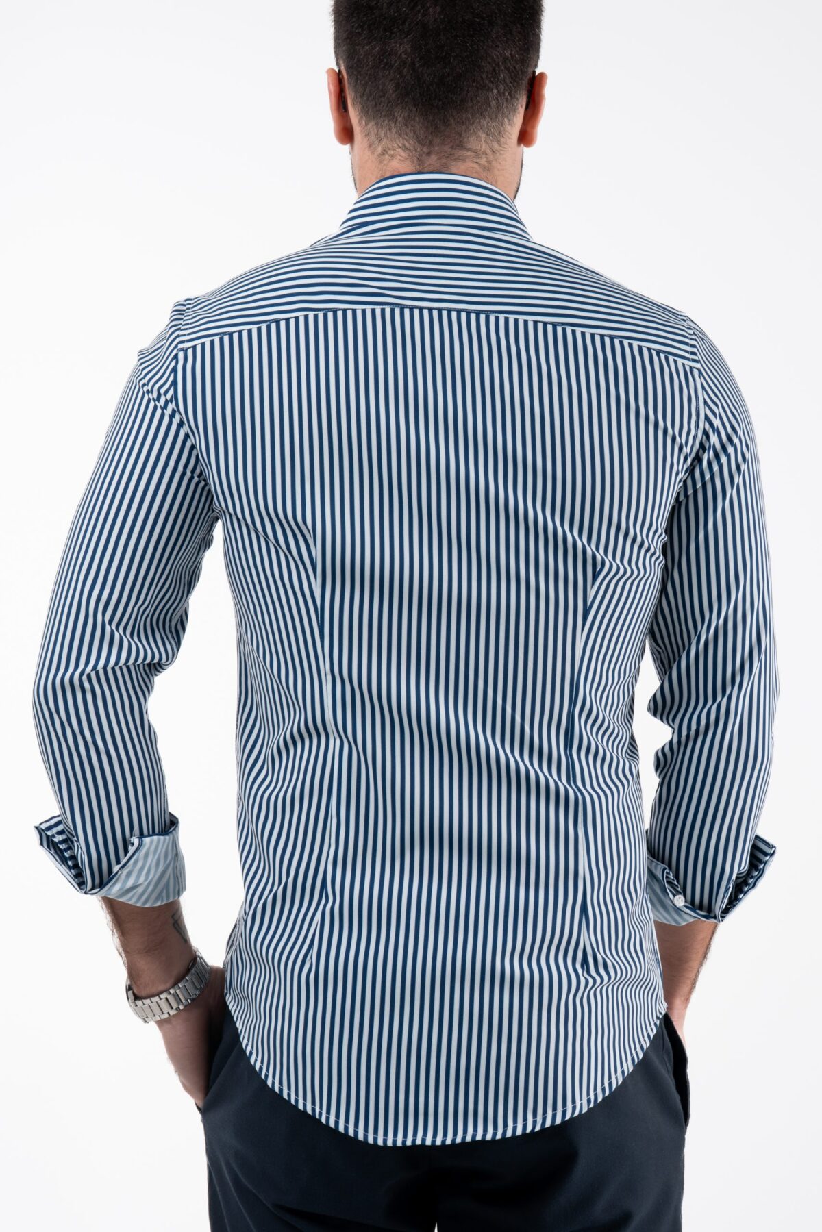 Camisa risca Intermédia - Azul Marinho - Image 3