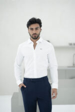 Camisa branca gola italiana